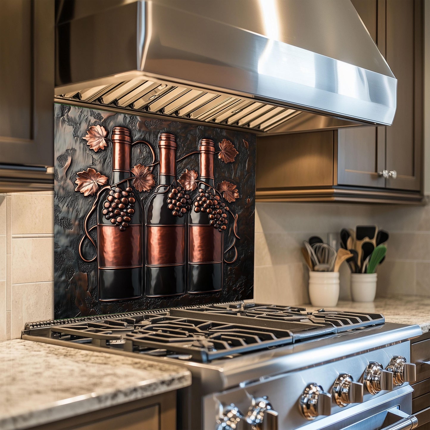 Rustic kitchen wall protector, wine decor backsplash