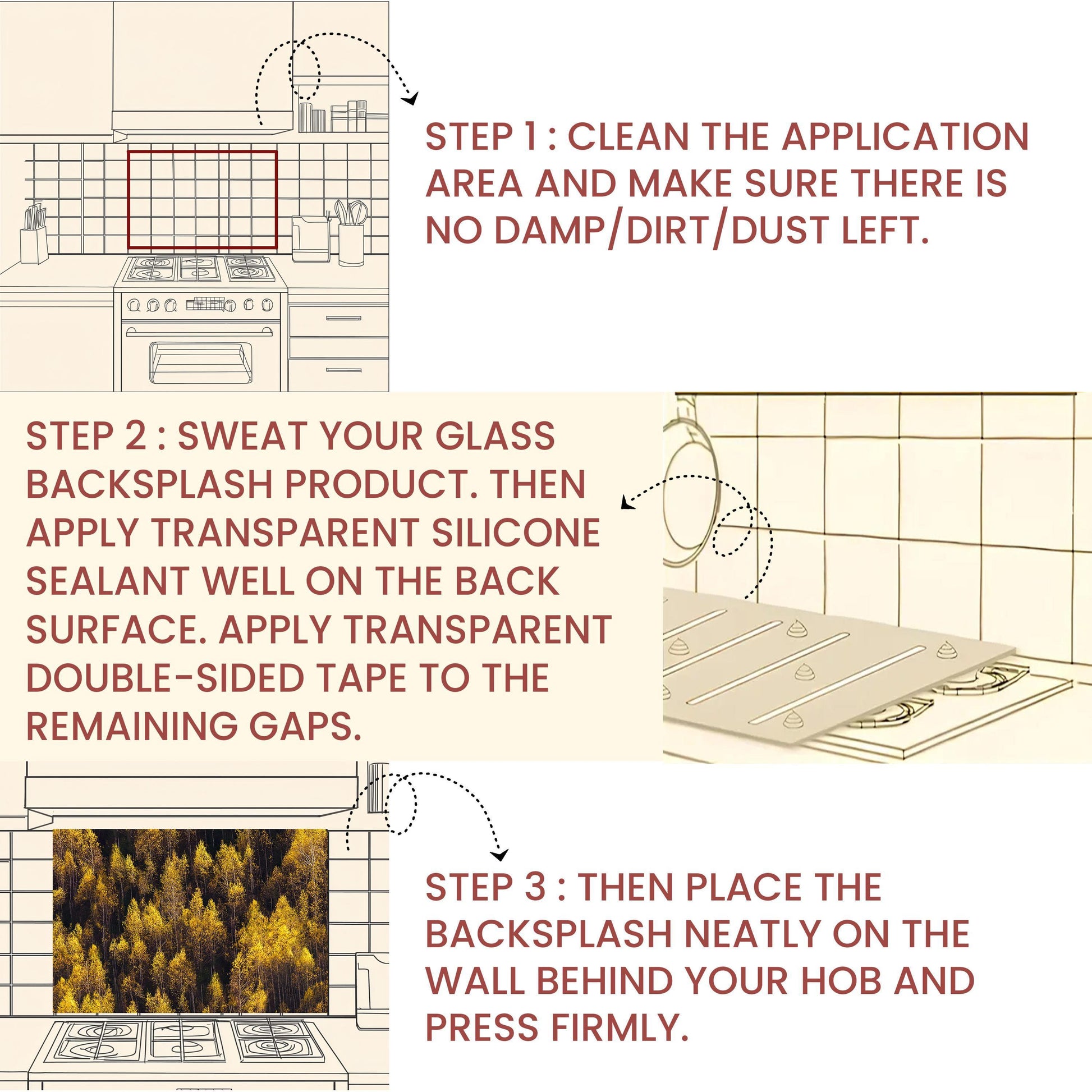 Deer Backsplash, Glass Copper Look Kitchen Backsplash