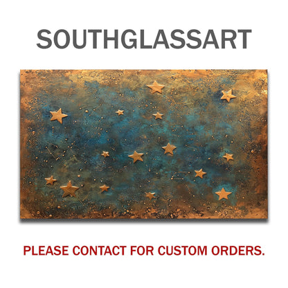 Starry Night Tempered Glass Backsplash: Rustic Kitchen Decor