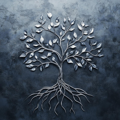 Tree of Life Kitchen Backsplash: Modern Silver Metal 3D Panel