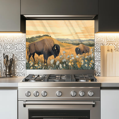 Buffalo Tempered Glass Stove Backsplash: Artistic Kitchen Splashback