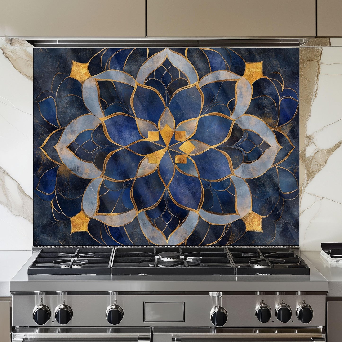 Moroccan Tempered Glass Kitchen Backsplash: Elegant Stove Splashback