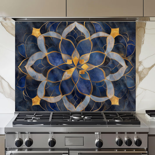 Moroccan Tempered Glass Kitchen Backsplash: Elegant Stove Splashback