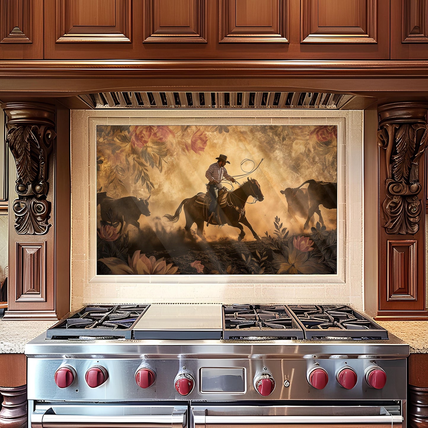 Cowboy Tempered Glass Kitchen Splashback: Heat Resistant Backsplash