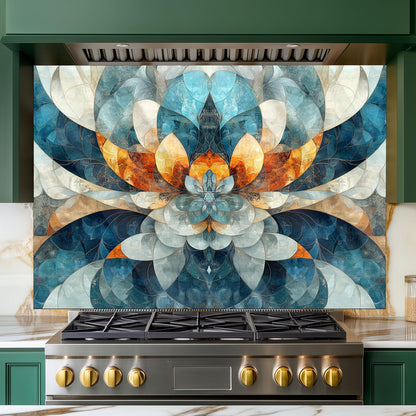 Moroccan Style Glass Backsplash, Heat Resistant Stove Guard, Custom Size Kitchen Art