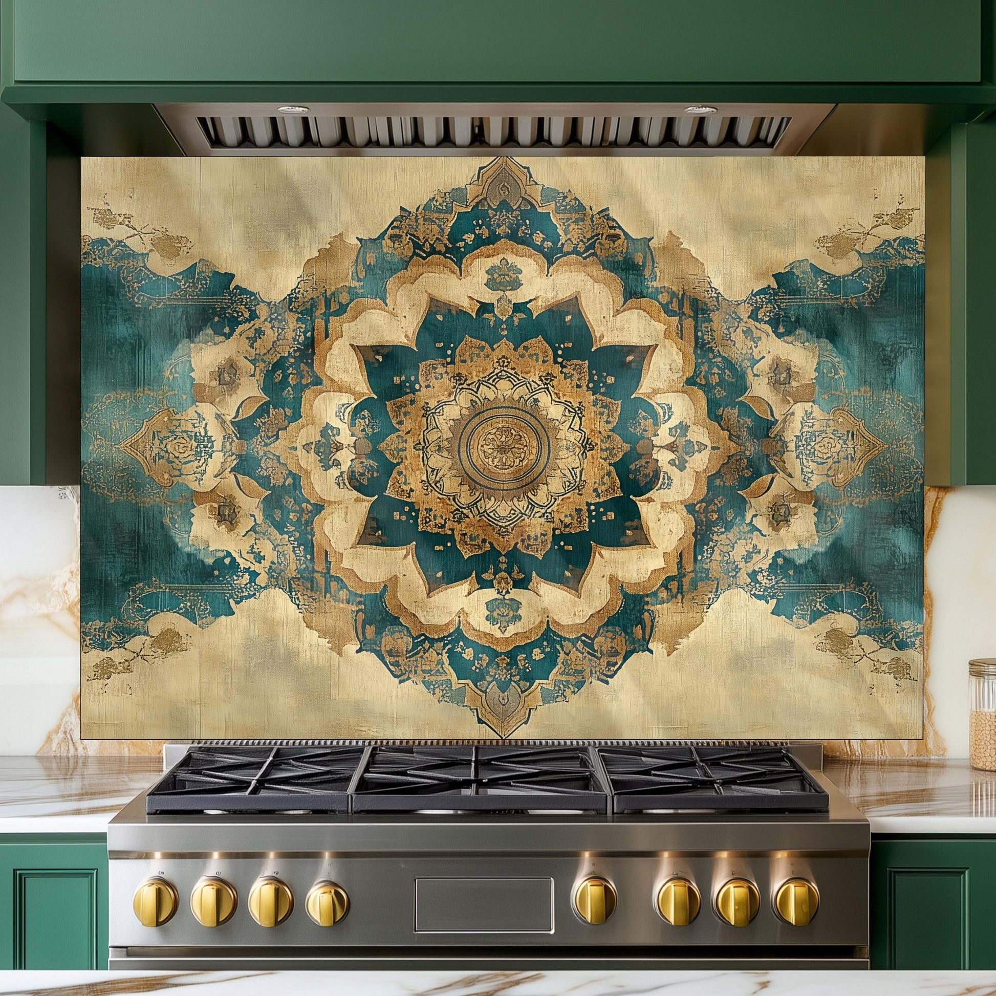 Moroccan Style Glass Backsplash, Heat Resistant Stove Guard, Custom Size Kitchen Art