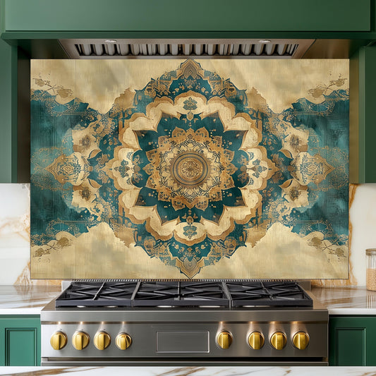 Moroccan Style Glass Backsplash, Heat Resistant Stove Guard, Custom Size Kitchen Art