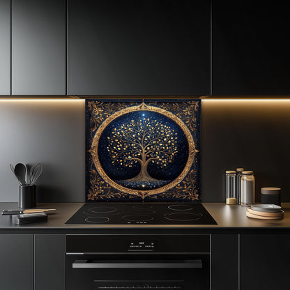 Blue and Gold Glass Backsplash
