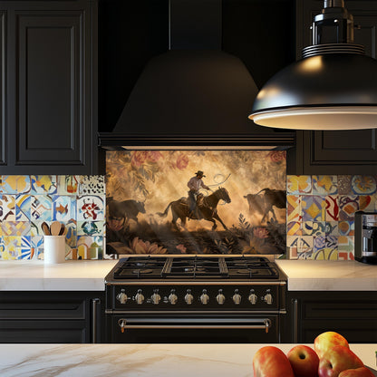 Cowboy Tempered Glass Kitchen Splashback: Heat Resistant Backsplash