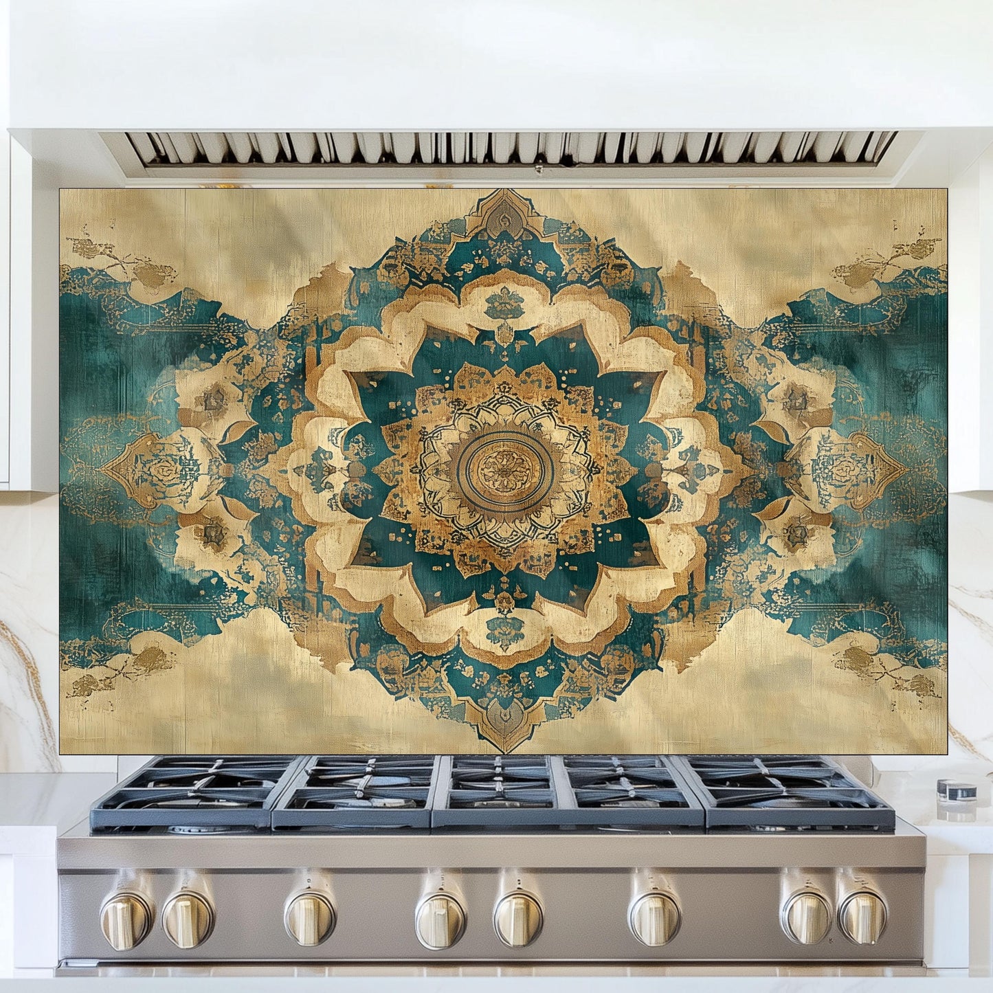 Moroccan Style Glass Backsplash, Heat Resistant Stove Guard, Custom Size Kitchen Art