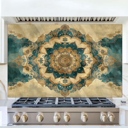 Moroccan Style Glass Backsplash, Heat Resistant Stove Guard, Custom Size Kitchen Art