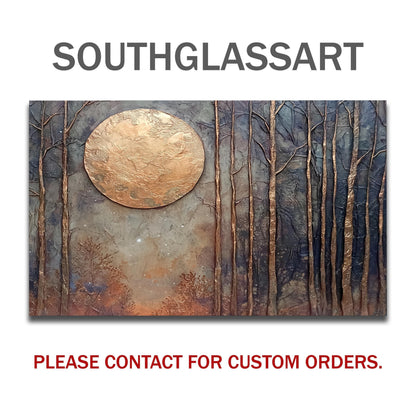 Copper Moon Glass Backsplash, Celestial Crescent Stove Guard, Heat Resistant Easy Clean Kitchen Art