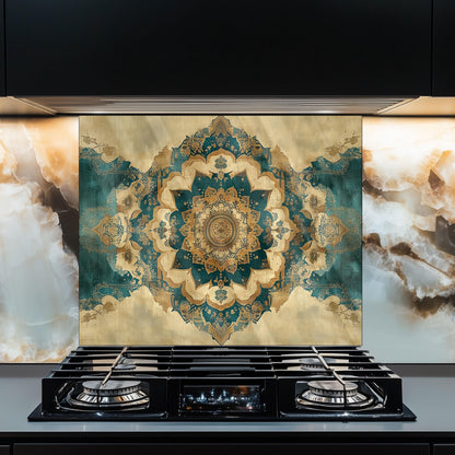 Moroccan Style Glass Backsplash, Heat Resistant Stove Guard, Custom Size Kitchen Art