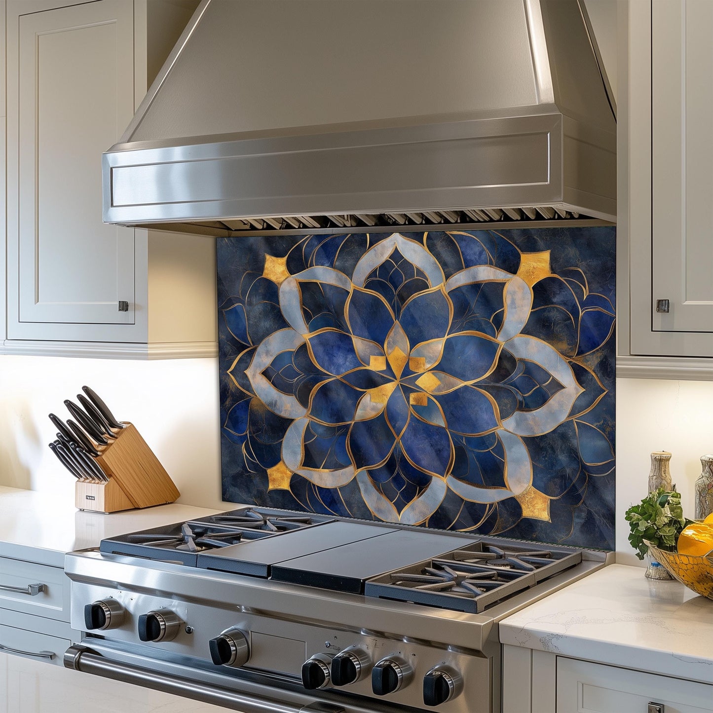 Moroccan Tempered Glass Kitchen Backsplash: Elegant Stove Splashback