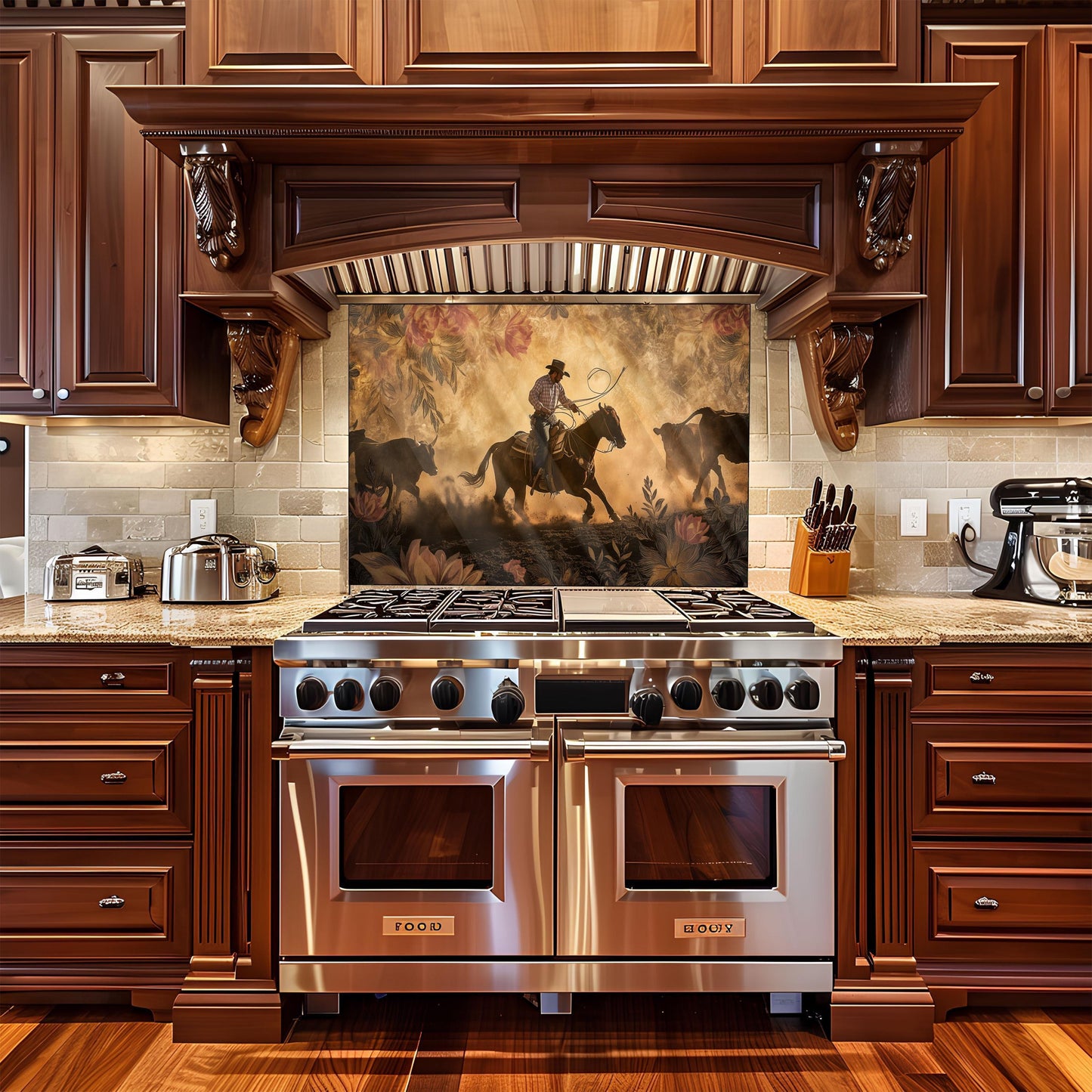 Cowboy Tempered Glass Kitchen Splashback: Heat Resistant Backsplash