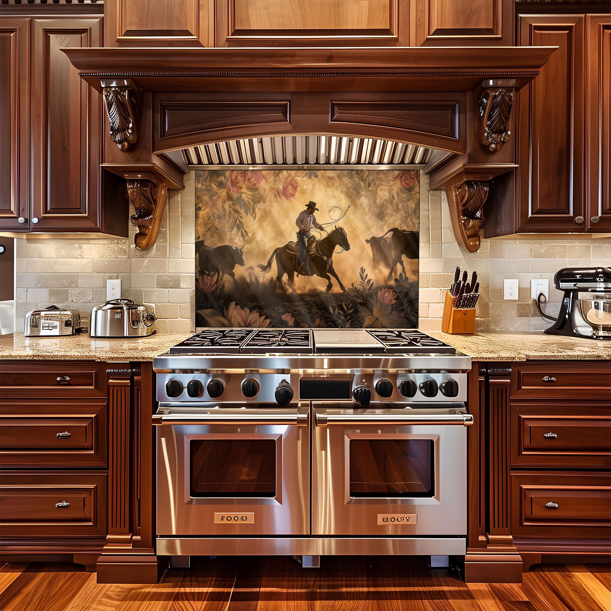 Cowboy Tempered Glass Kitchen Splashback: Heat Resistant Backsplash