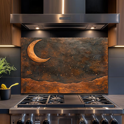 Copper Moon Tempered Glass Backsplash: Rustic Kitchen Decor