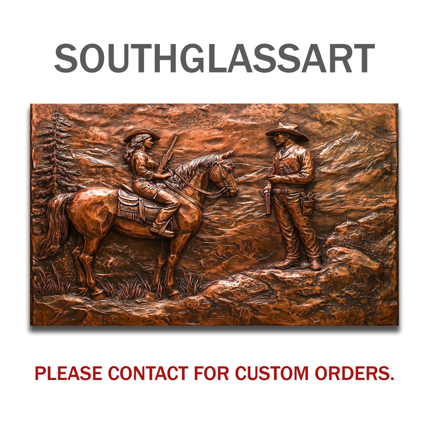 Cowboy Tempered Glass Kitchen Backsplash: Rustic Western Decor