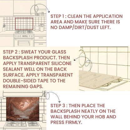 Tempered Glass Mountain & Deer Backsplash: Rustic Kitchen Decor