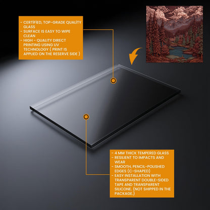 Mountain Kitchen Backsplash: Tempered Glass Forest Scene Stove Protector