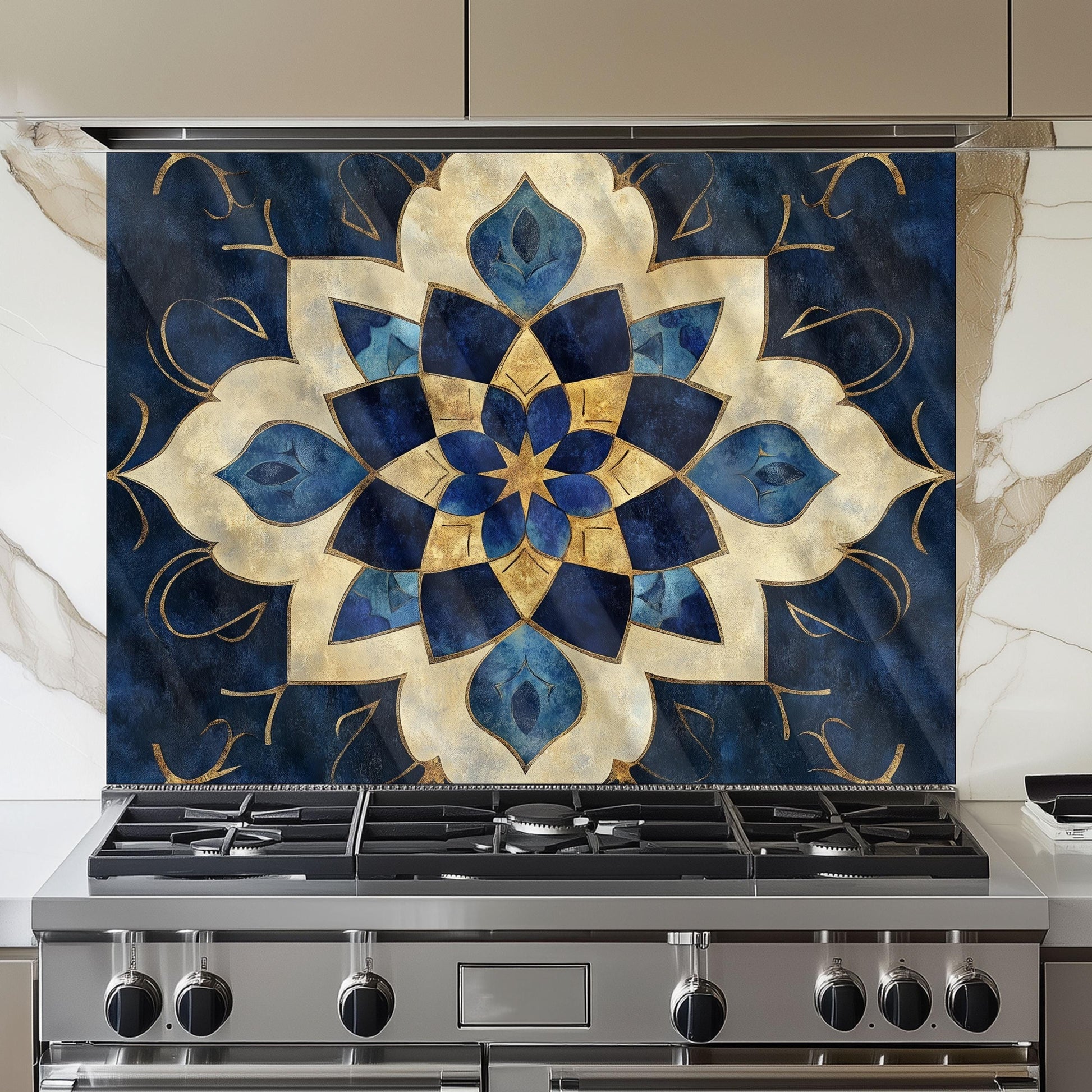 Moroccan Tempered Glass Backsplash: Kitchen Stove Art