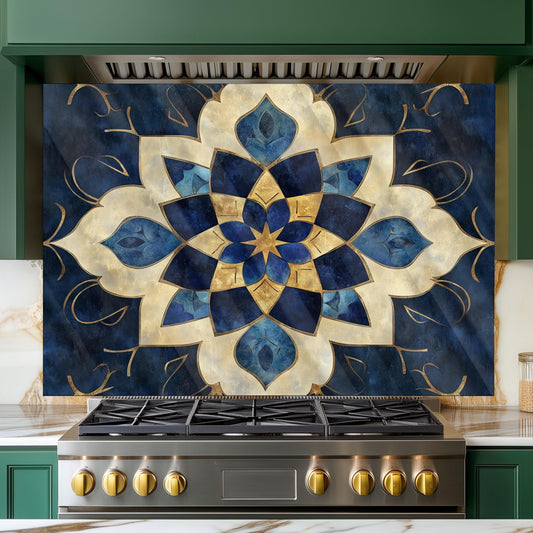 Moroccan Tempered Glass Backsplash: Kitchen Stove Art