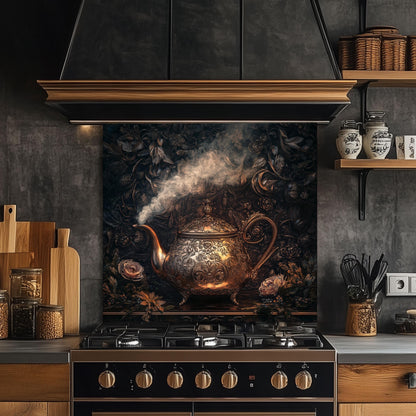Grapevine tempered glass backsplash, featuring a rustic vineyard design, perfect for farmhouse kitchens. Heat-resistant and easy to clean, adds a touch of vineyard-inspired art to your kitchen decor.