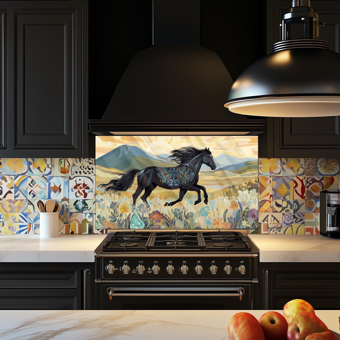 Horse Tempered Glass Kitchen Splashback: Stylish Wall Art