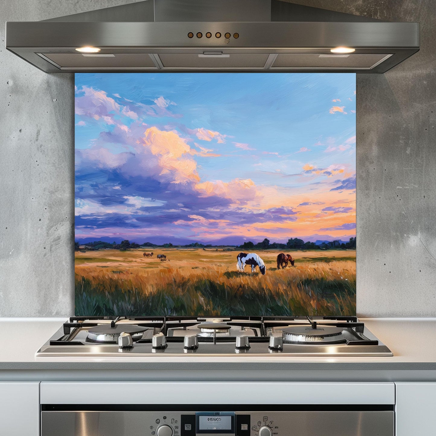 Pastel Floral Glass Backsplash, Soft Spring Blossom Stove Guard, Heat Resistant Easy Clean Art