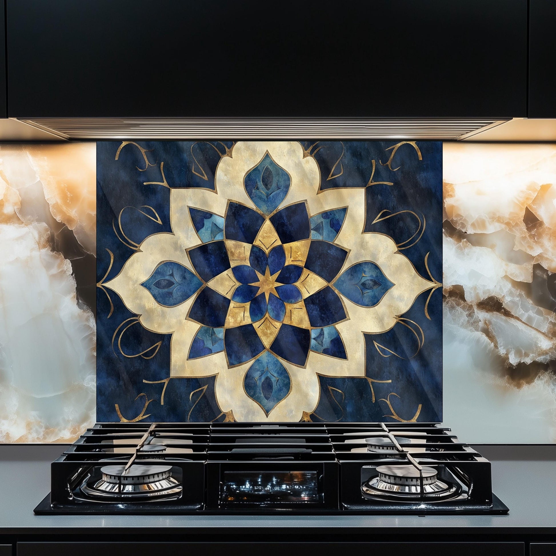 Moroccan Tempered Glass Backsplash: Kitchen Stove Art