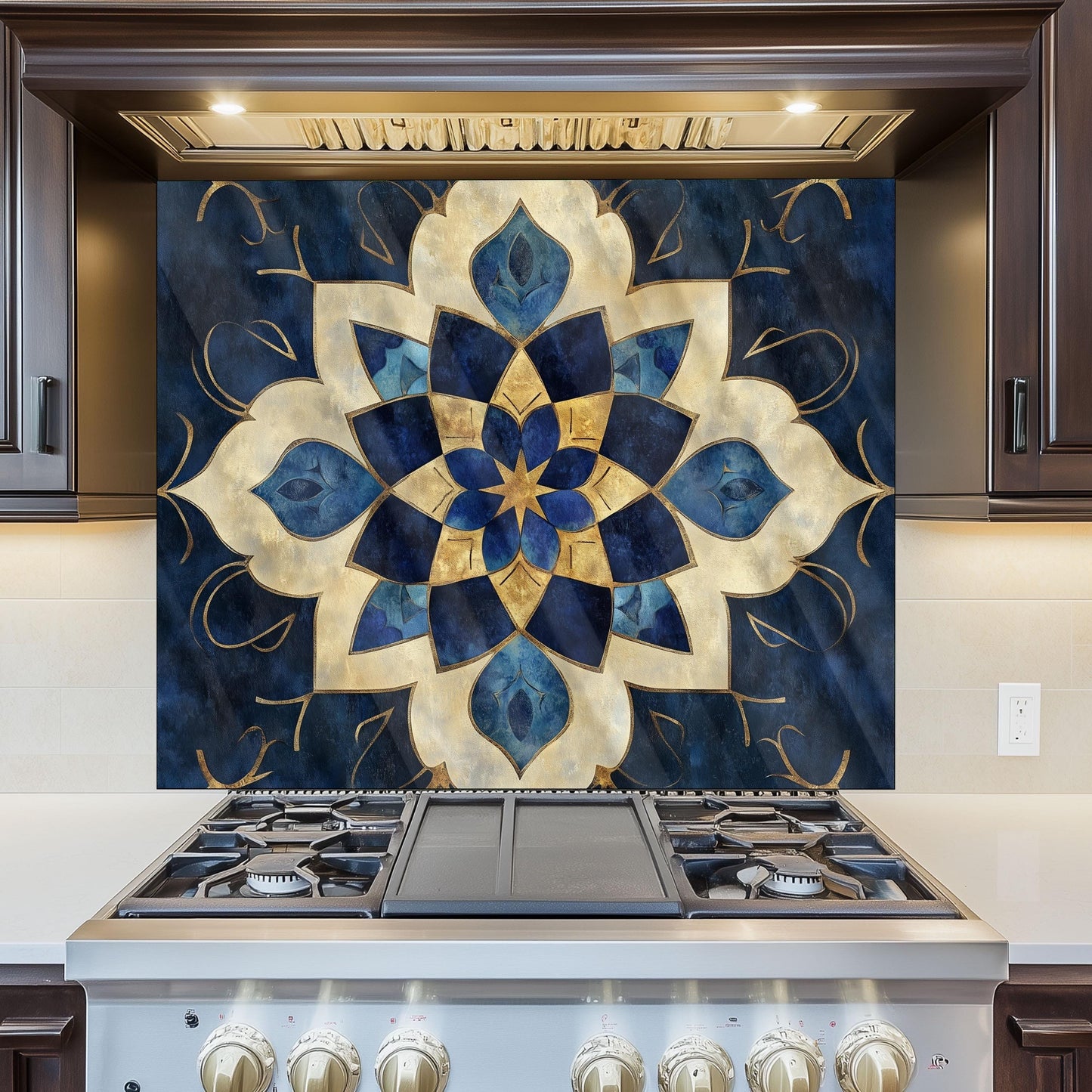 Moroccan Tempered Glass Backsplash: Kitchen Stove Art