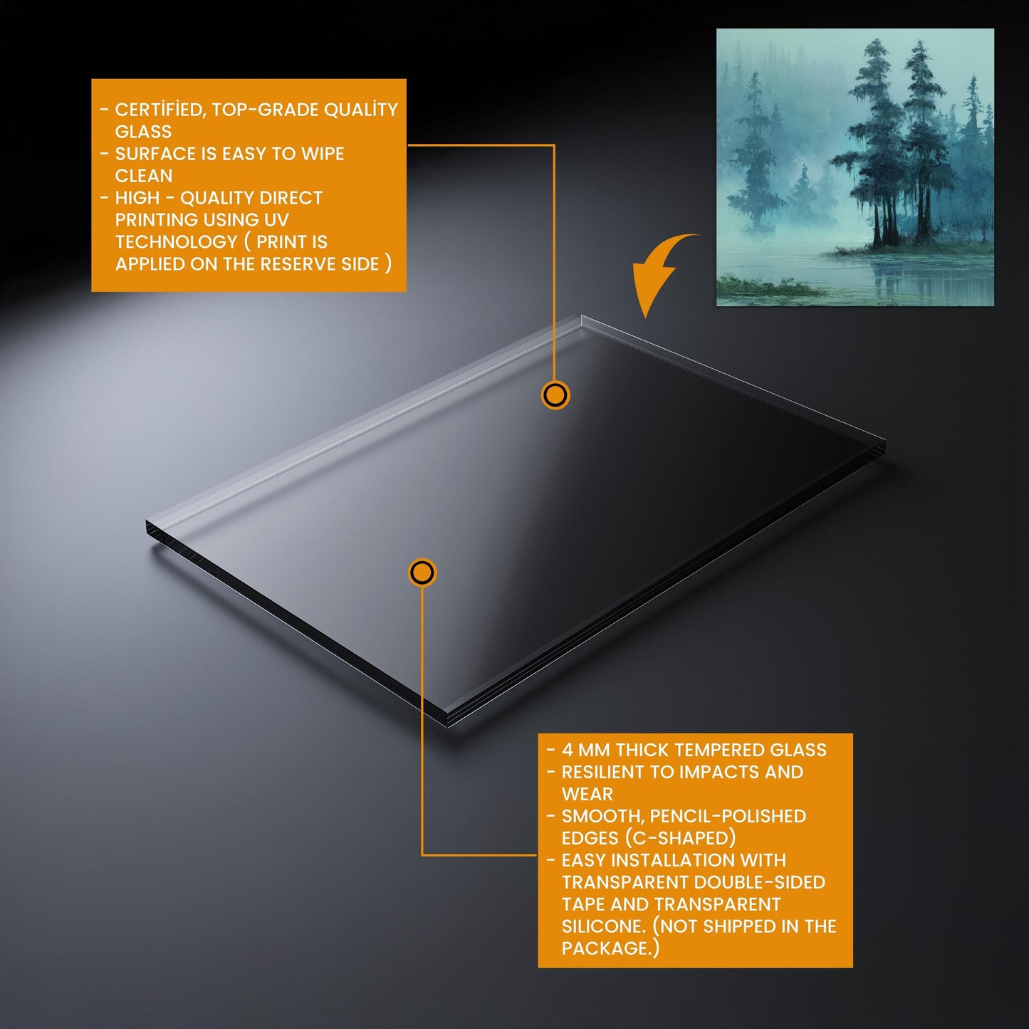Misty Cypress Swamp Tempered Glass Backsplash - Foggy Lake Kitchen Splashback