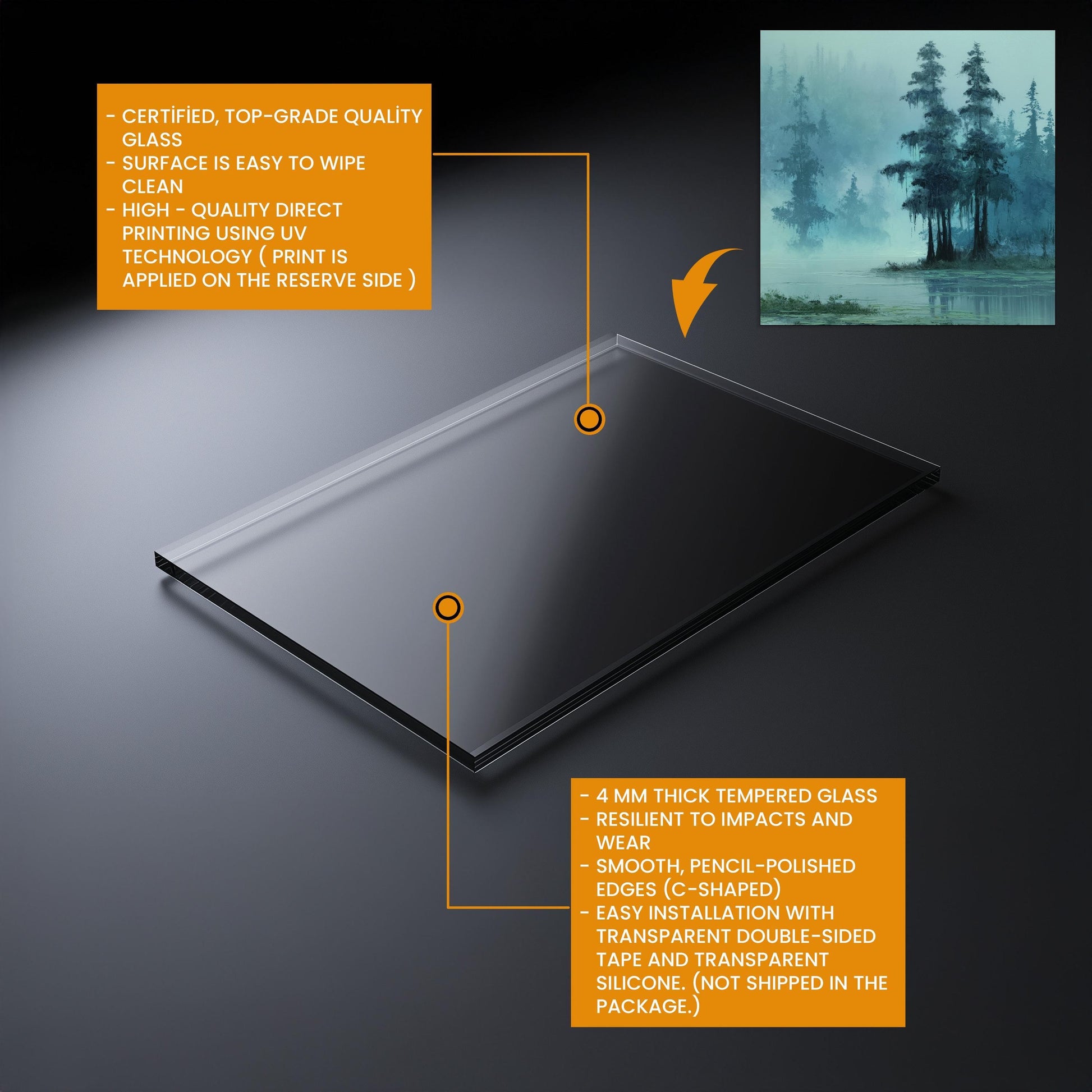 Misty Cypress Swamp Tempered Glass Backsplash - Foggy Lake Kitchen Splashback