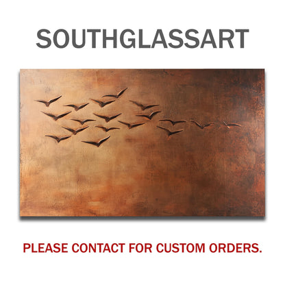 Copper Heron Tempered Glass Kitchen Backsplash: Rustic Bird Art