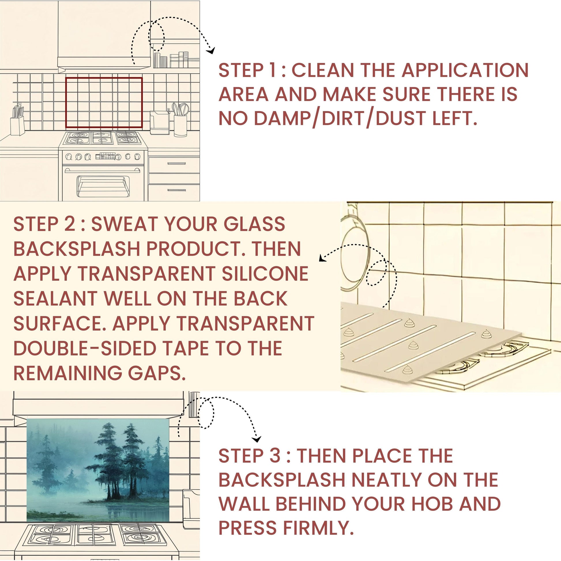 Misty Cypress Swamp Tempered Glass Backsplash - Foggy Lake Kitchen Splashback
