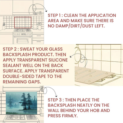 Misty Cypress Swamp Tempered Glass Backsplash - Foggy Lake Kitchen Splashback