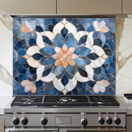 Moroccan Style Pattern Kitchen Backsplash, UV Printed Tempered Glass, Custom Size Design