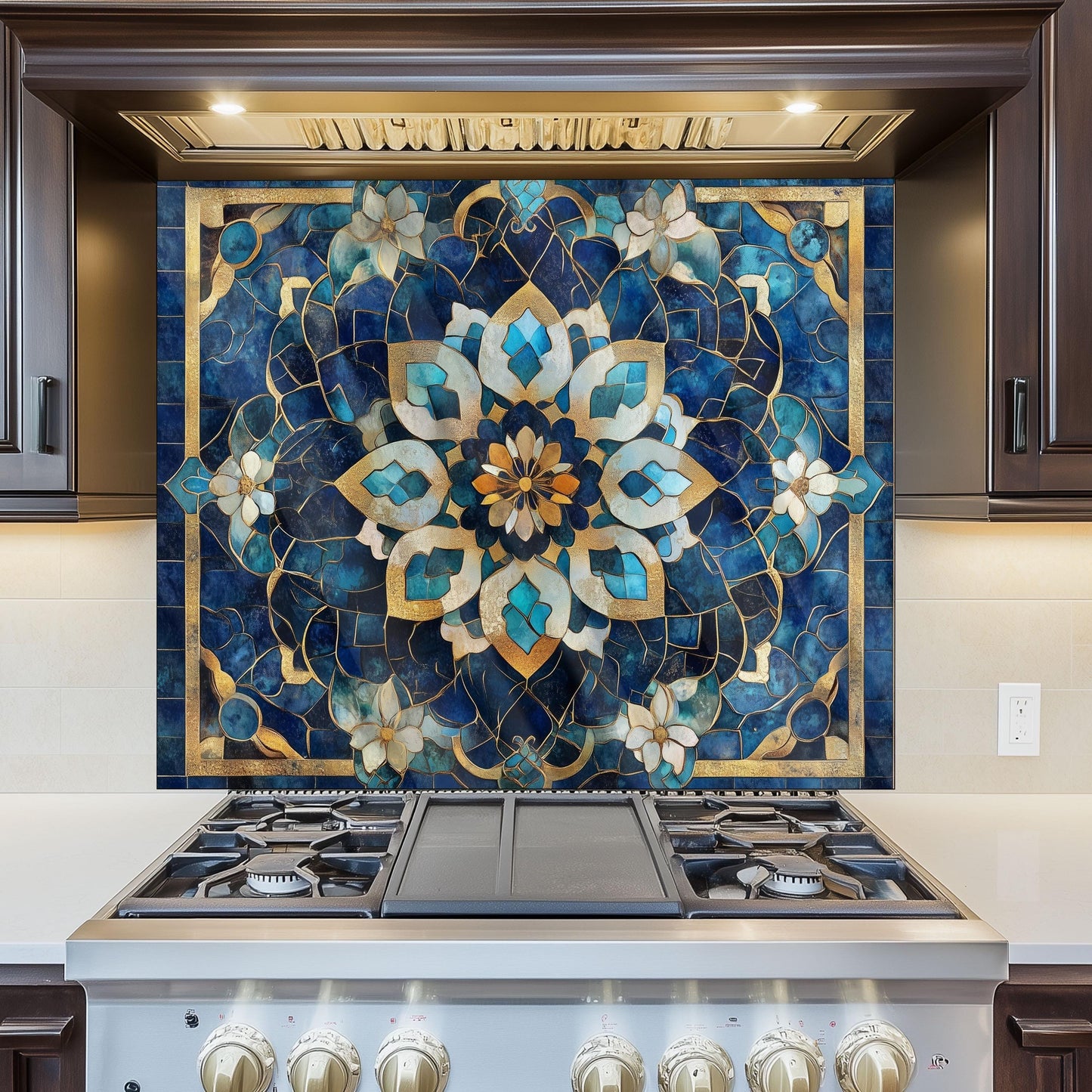 Moroccan Tempered Glass Kitchen Backsplash: Elegant Stove Wall Protection