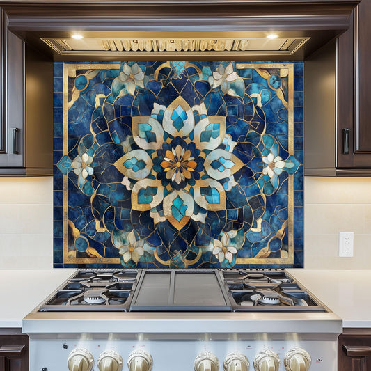 Moroccan Tempered Glass Kitchen Backsplash: Elegant Stove Wall Protection