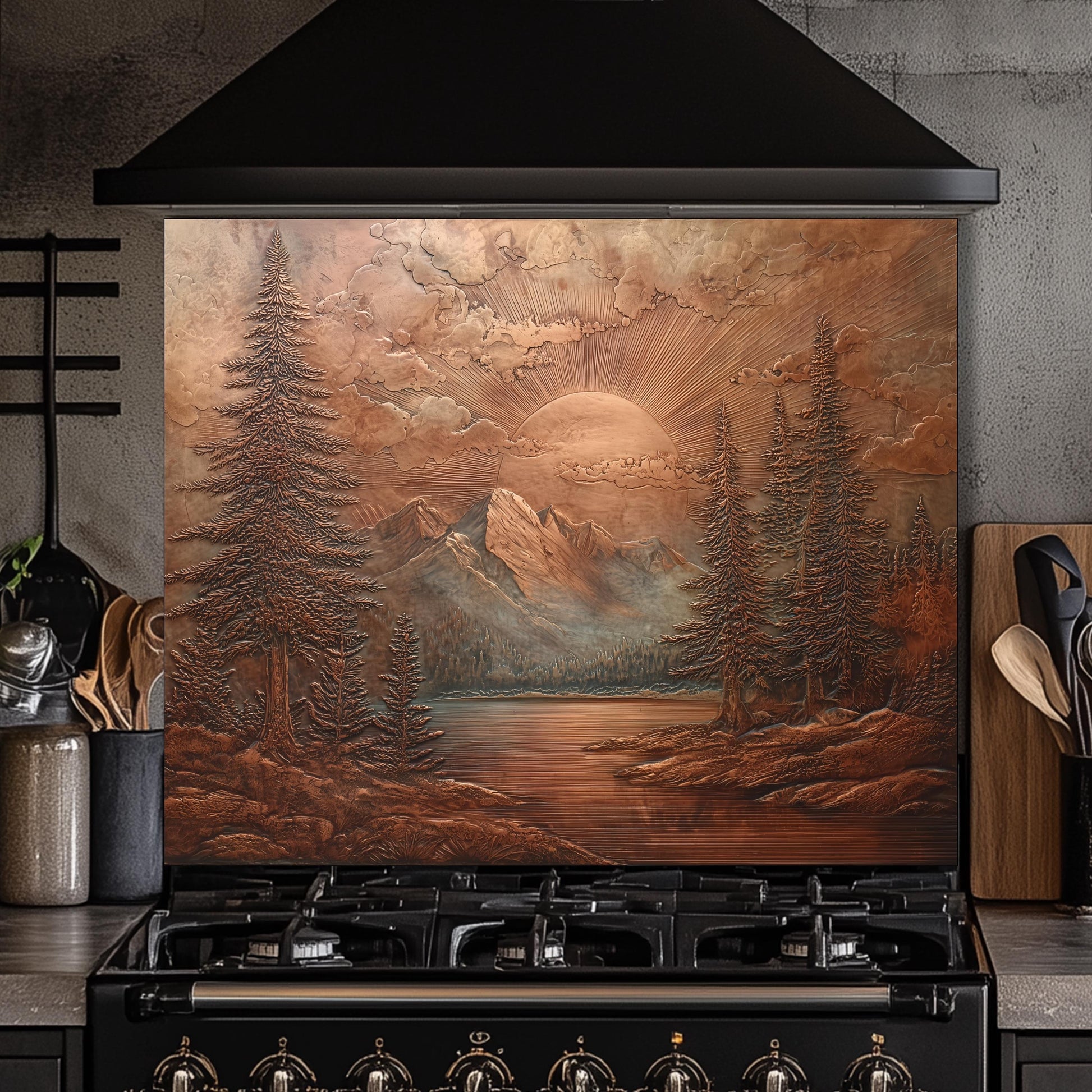 Mountain Landscape Kitchen Backsplash, UV Printed Tempered Glass Art, Custom Size Design