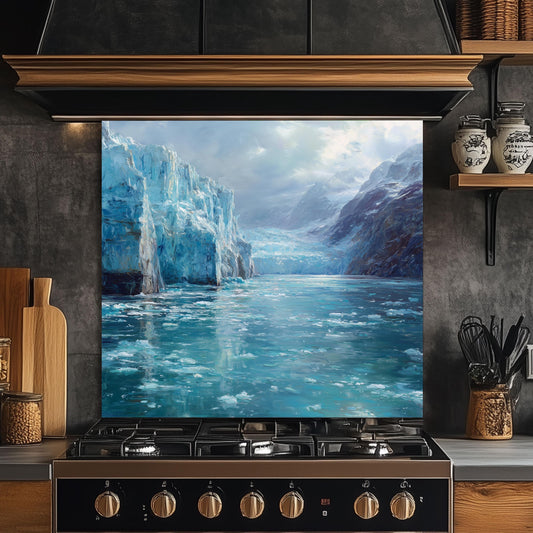 Arctic Glacier Glass Kitchen Backsplash: Tempered Glass Stove Splashback
