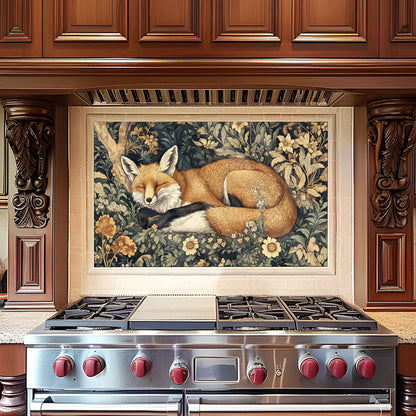 Fox Tempered Glass Kitchen Backsplash: Rustic Stove Decor