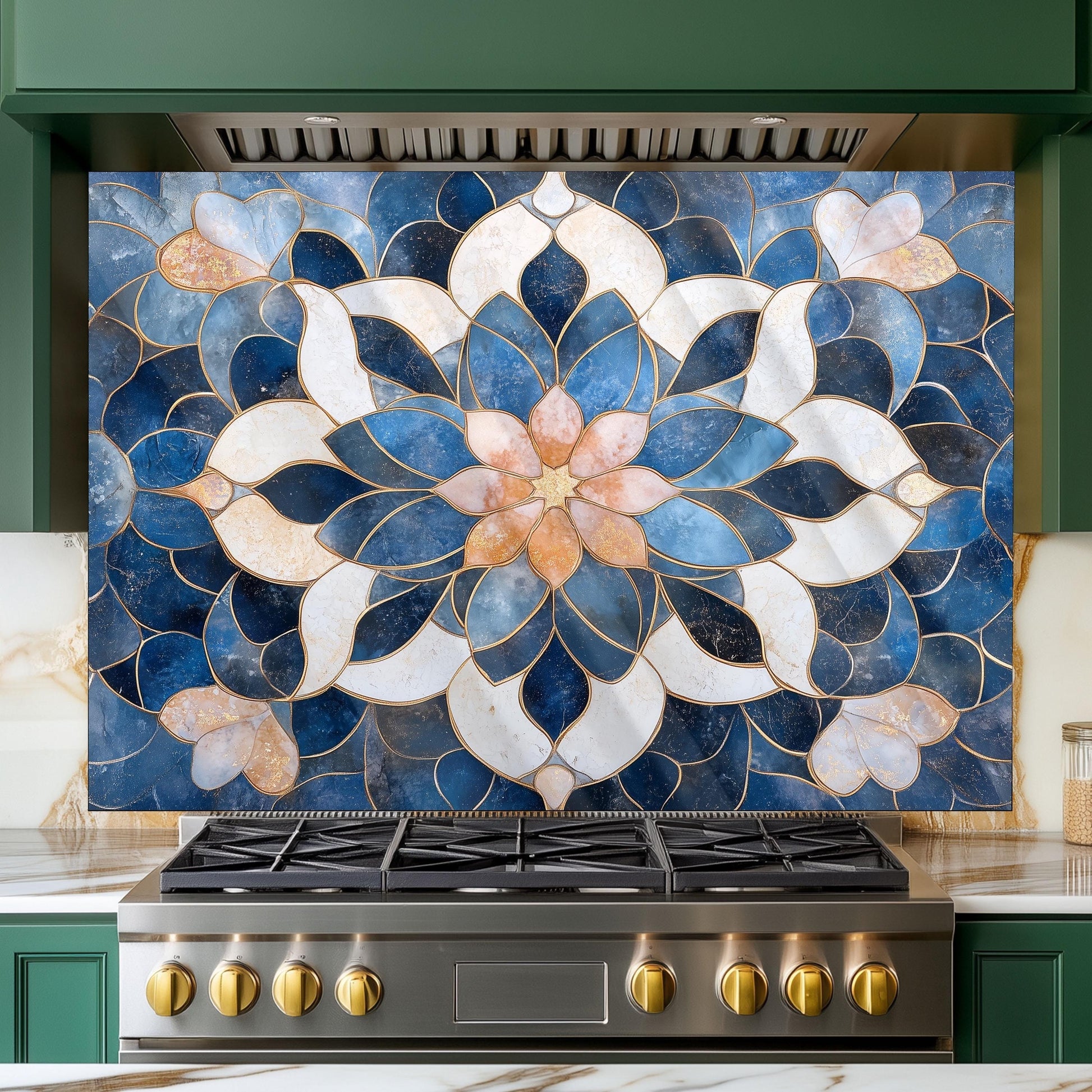 Moroccan Style Pattern Kitchen Backsplash, UV Printed Tempered Glass, Custom Size Design