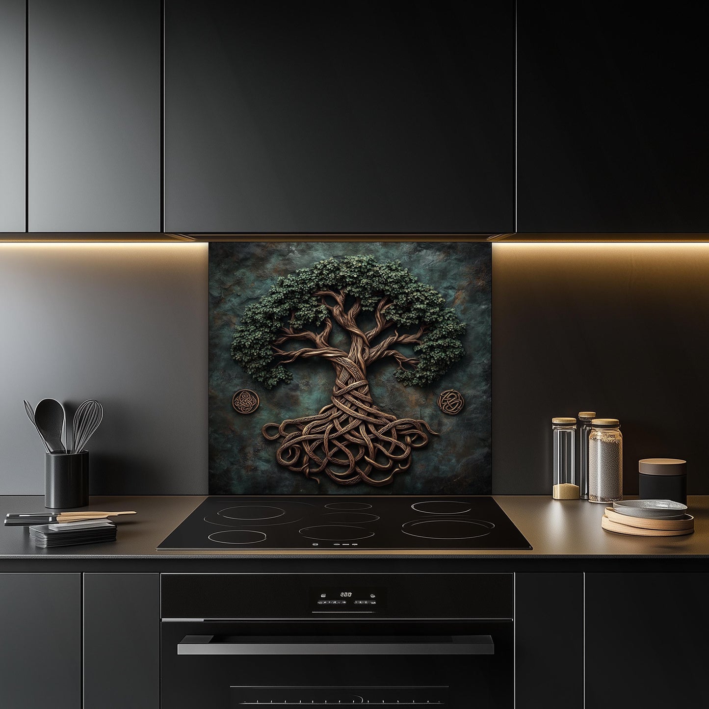 nature glass decor, kitchen glass panel, Tree of Life glass