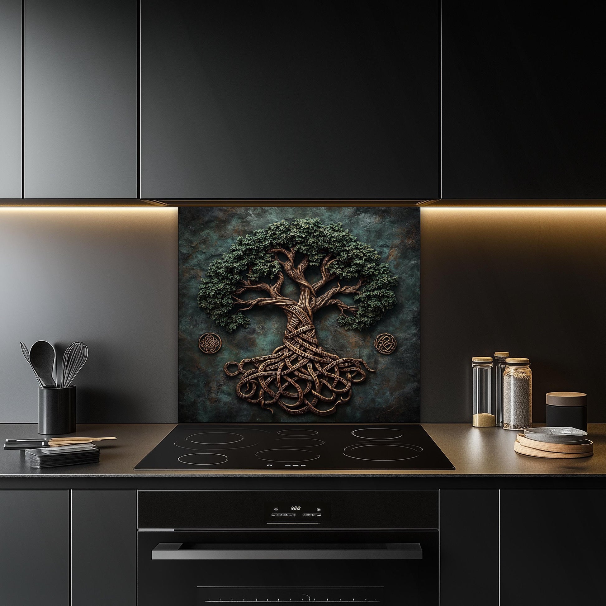 nature glass decor, kitchen glass panel, Tree of Life glass