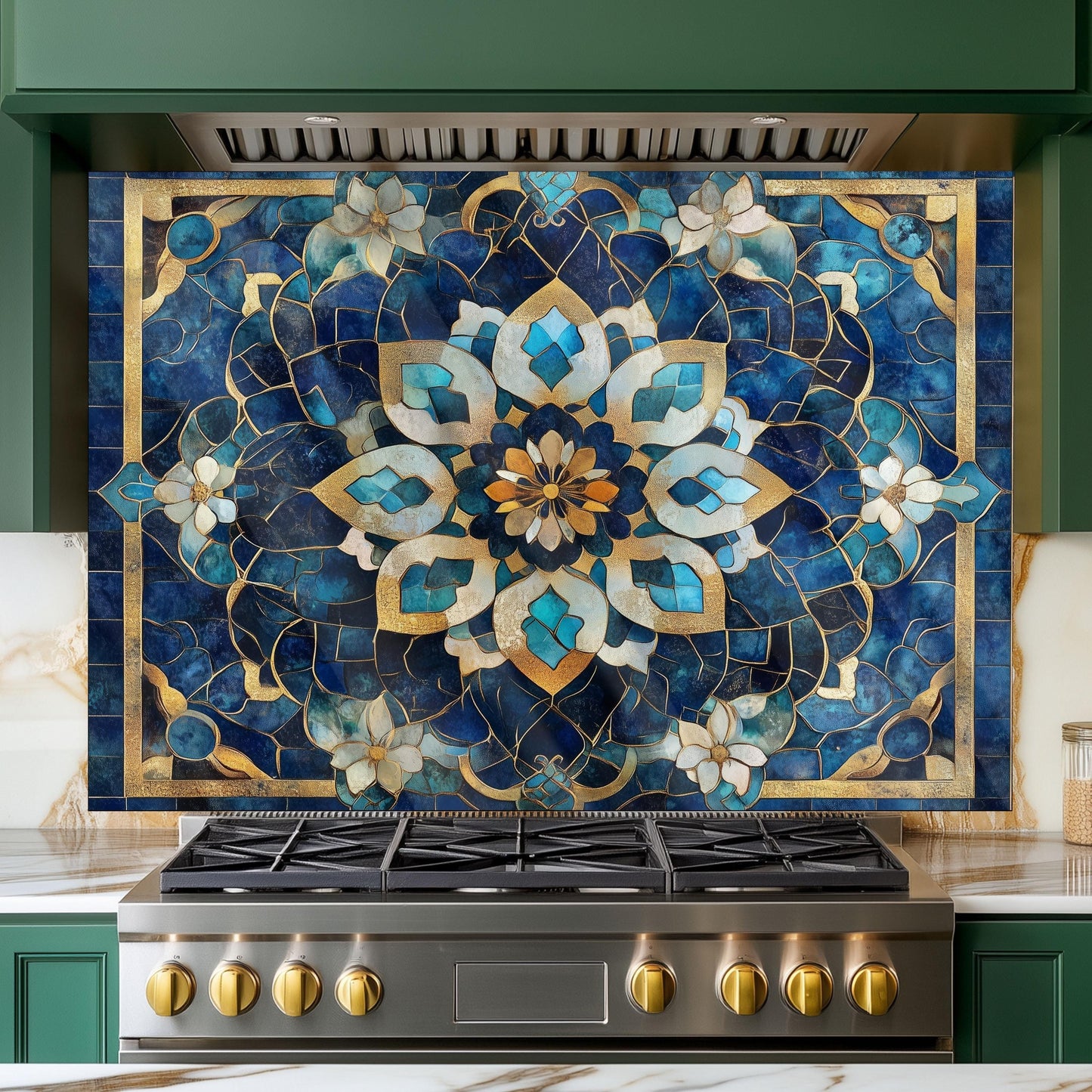 Moroccan Tempered Glass Kitchen Backsplash: Elegant Stove Wall Protection