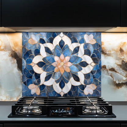 Moroccan Style Pattern Kitchen Backsplash, UV Printed Tempered Glass, Custom Size Design