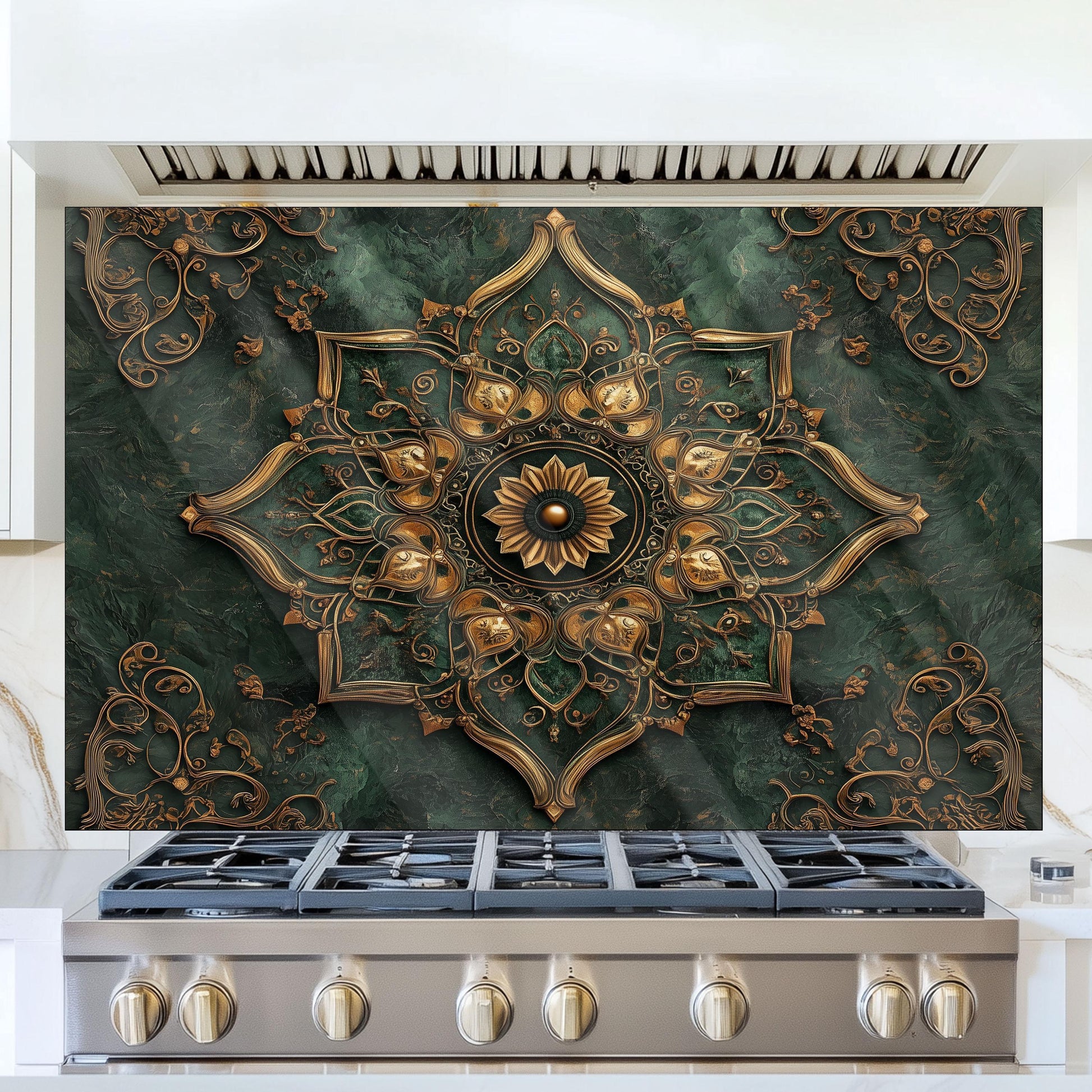 Moroccan Kitchen Splashback, Heat Resistant Tempered Glass Backsplash, Custom Size Design