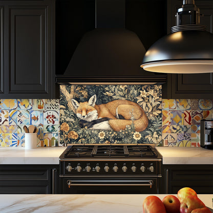 Fox Tempered Glass Kitchen Backsplash: Rustic Stove Decor