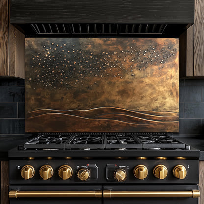 Starry Galaxy Tempered Glass Backsplash: Rustic Kitchen Decor